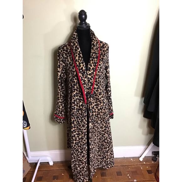 Faded Glory Leopard Print Fleece Robe Sz. Large 12/14 Brown/Black - Picture 4 of 9